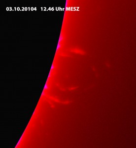 Sehr lichtschwache Bogenprotuberanz