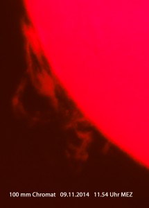 Protuberanz am 09.11.2014 - 11.54 Uhr MEZ