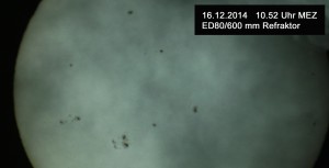 Sonnenflecken im Weisslicht im Dezember 2014