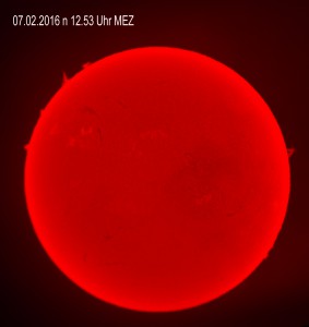 Protuberanzen am 07.02.2016