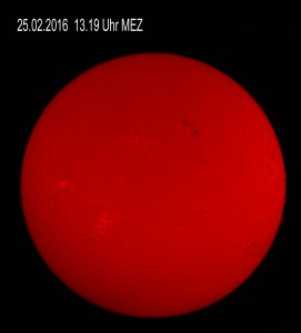 H-alpha Sonne am 25.02.2016
