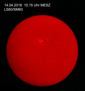 Sonne im H-alpha Licht am 14.04.2016