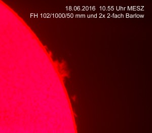 Protuberanz am 18.06.16