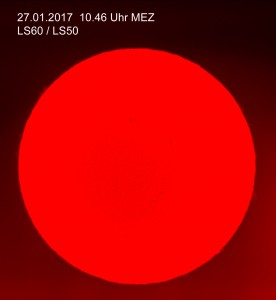 Sonne am 27.01.2017 mit Protuberanzen