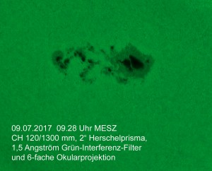 Weisslichtsonne am 09.07.2017 CH 120/1300 mm