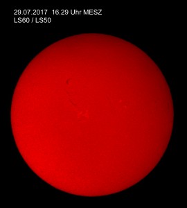 H-alpha Aufnahme vom 29.07.2017