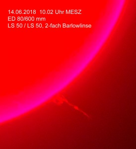 Protuberanz am 14.06.2018