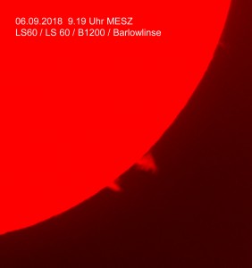 Protuberanzen am 06.09.18
