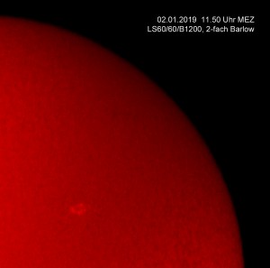 H-alpha Aufnahme am 02.01.19