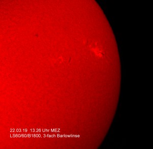 H-alpha Aufnahme vom 22.03.19