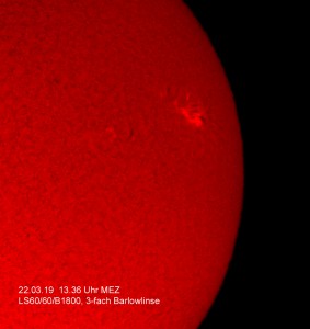 H-alpha Aufnahme am 22.03.19