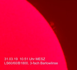 Protuberanz am 31.03.19