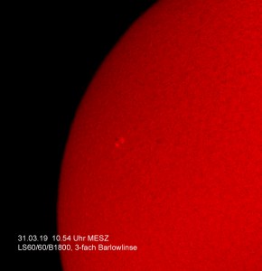 H-alpha Aufnahme vom 31.03.19