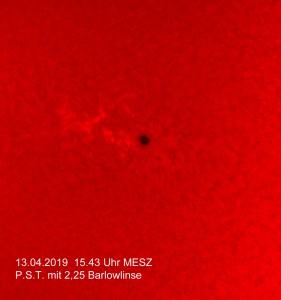 H-alpha Aufnahme am 13.04.19