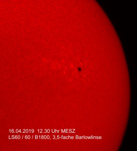 Sonnenfleck vom 16.04.19