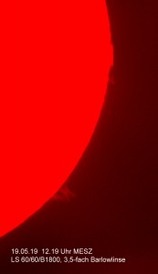 Protuberanzen am 19.05.19