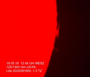 Protuberanzen am 19.05.19