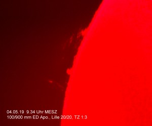Protuberanz am 04.05.19