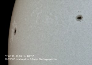 Sonne im Weisslicht am 07.05.19