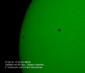 Sonne im Weisslicht am 07.05.19