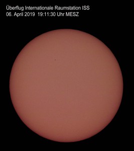 ISS vor der Sonne am 06.04.19