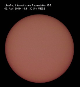 ISS vor der Sonne am 06.04.19