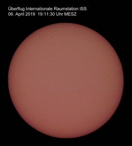 ISS vor der Sonne am 06.04.19
