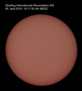ISS vor der Sonne am 06.04.19